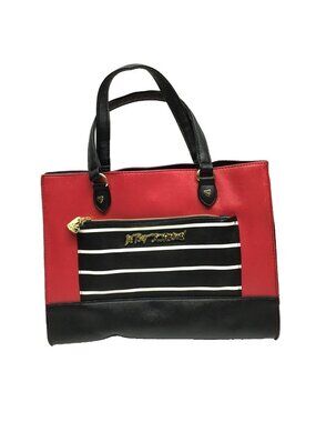 Betsey Johnson Red Black Double Handle Shoulder Bag Purse